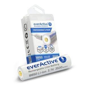 everActive 18650 3.7V Li-ion 3500mAh micro USB akku suojakotelolla